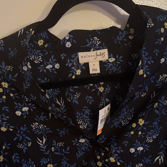 Maison Jules Black Blouse with Blue and Yellow Floral - Picture 6 of 8